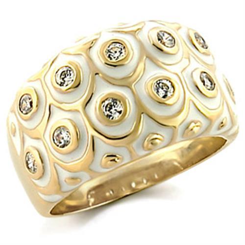 JCE164 Gold Brass Ring with AAA Grade CZ  in Clear