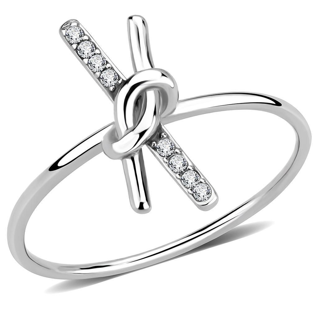 JCE313 No Plating Stainless Steel Ring with AAA Grade CZ  in Clear