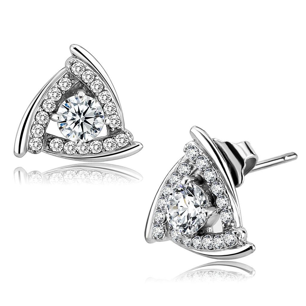 JCE328 No Plating Stainless Steel Earrings with AAA Grade CZ  in Clear