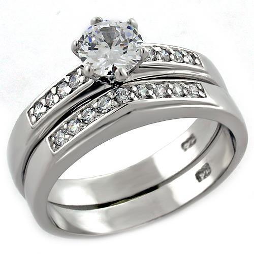 JCEAS1008 Rhodium 925 Sterling Silver Ring with AAA Grade CZ  in Clear
