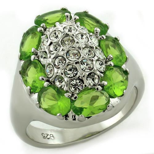 JCEAS1153 High-Polished 925 Sterling Silver Ring with AAA Grade CZ  in Clear