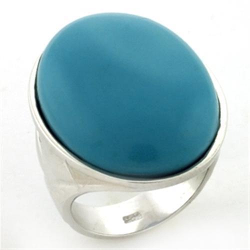 JCEAS760 Rhodium 925 Sterling Silver Ring with Synthetic Synthetic Stone in Turquoise
